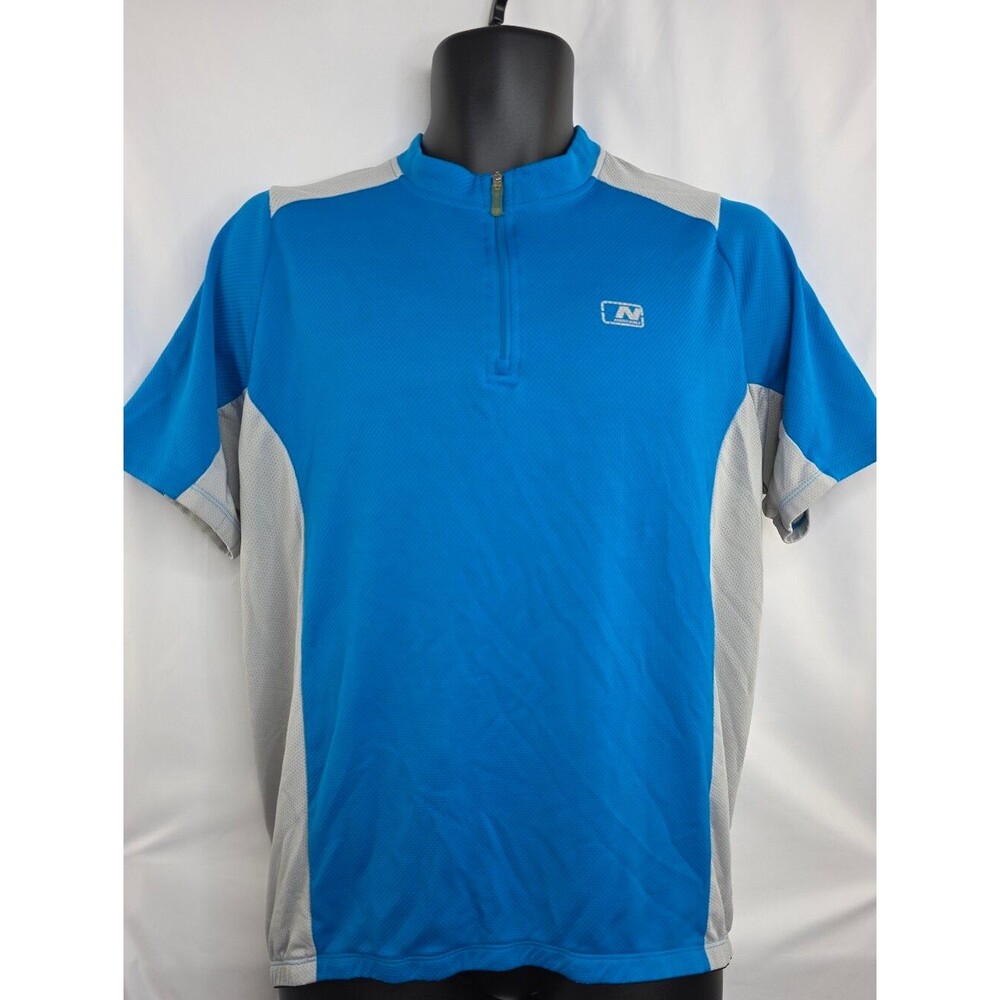 Nishiki Men's Blue Gray Cycling Jersey Quarter-Zip Size Large 3931